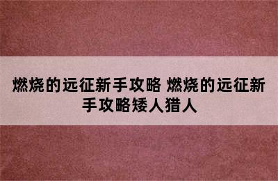 燃烧的远征新手攻略 燃烧的远征新手攻略矮人猎人